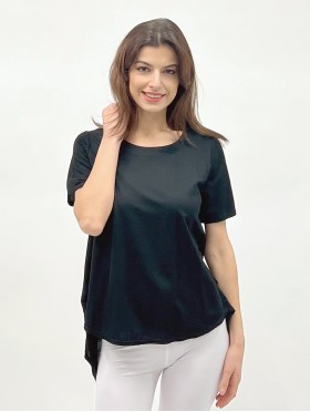 Perfect Soft High- low Short-Sleeve Blouse